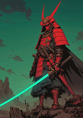 Red Samurai with Lightsaber