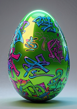 Graffiti Neon Green Egg