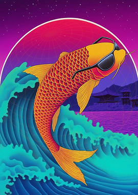Cool Retro Koi Fish