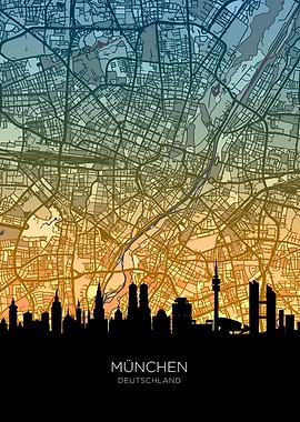 Munich Skyline Map
