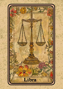 Libra Zodiac Tarot Card Wall Art