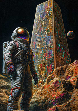 Astronaut and Ancient Obelisk