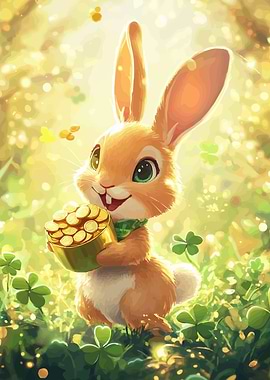 St. Patricks Day Bunny with Gold