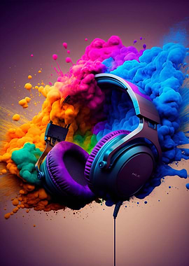 Headphones in Color Burst