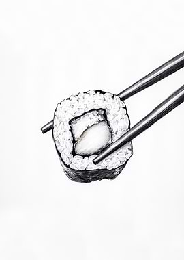 Sushi Roll with Chopsticks