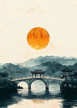 Japanese Bridge Sunset