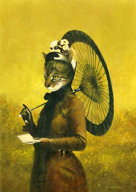 Elegant Victorian Cat Lady