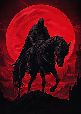 Dark Rider Under Blood Moon