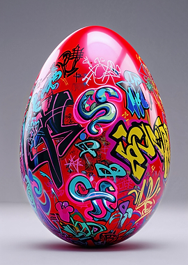 Graffiti Neon Red Egg