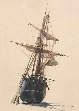 Vintage Sailboat Watercolor