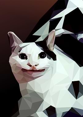 Smiling Cat in Low Poly Style