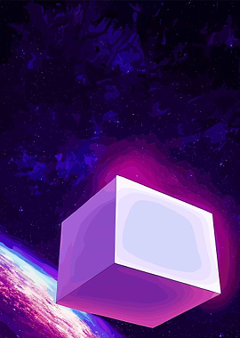 Purple Cube in Space