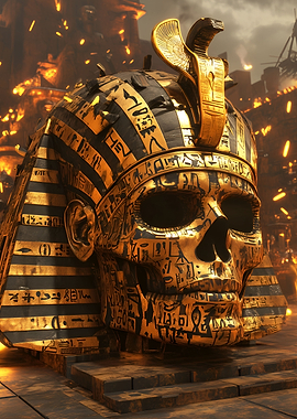 Golden Pharaoh Skull