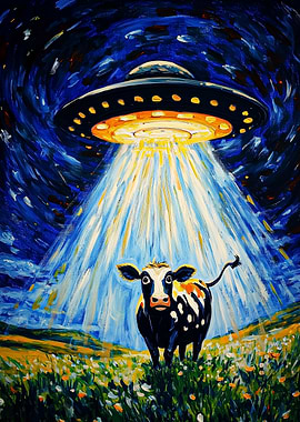 Surprised Cow & UFO
