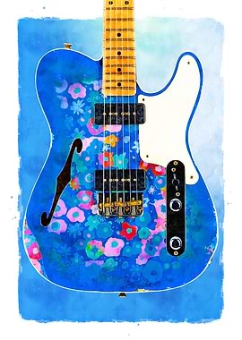 Fender Electric Guitar Watercolor