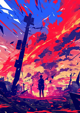 Silhouette in a Fiery Sky