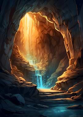 Mystical Cave Waterfall