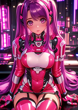 Cyberpunk Anime Girl Gaming