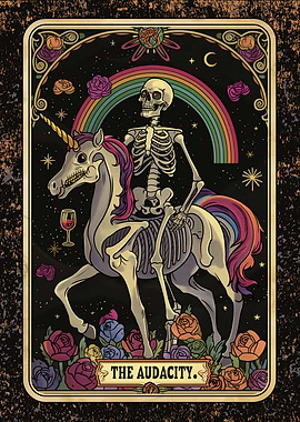 Skeleton Riding Unicorn Tarot Card Wall Decor