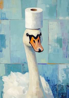 Swan with Toilet Paper Hat