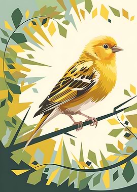 Vibrant Golden Canary in the Sunligh