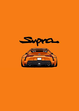 Orange Toyota Supra simple car artwork