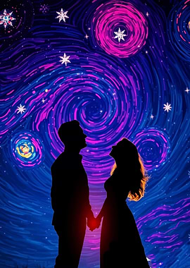 Romantic Silhouettes Under Starry Night
