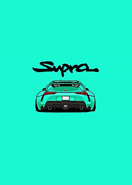 Teal Supra simple Car artwork