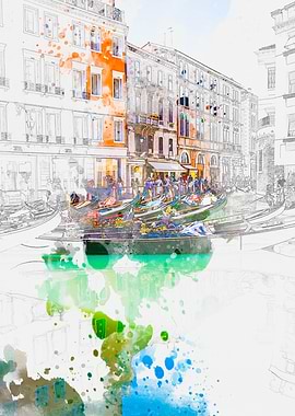 Venice Gondola Watercolor