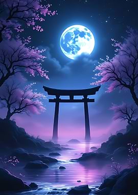 Moonlight Gateway - Japanese Torii Gate