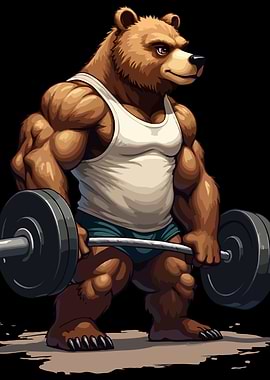 Funny Teddy Bear Deadlift Weight Fitness Workout Animal
