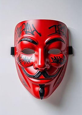V for Vendetta Graffiti Mask - Red