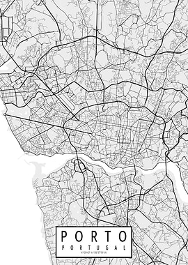 Porto City Map Portugal Light