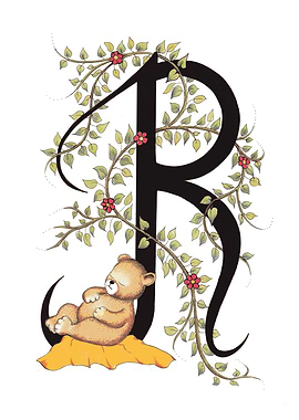 Bear Sleeping on Letter R