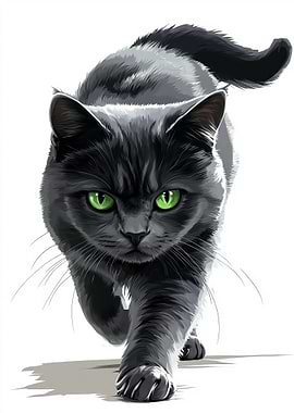 Black Cat with Green Eyes