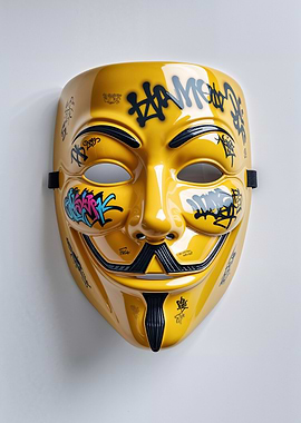 V for Vendetta Graffiti Mask - Yellow