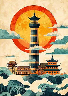 Chinese Lighthouse Sunset