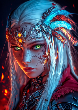 Cyberpunk Warrior Woman