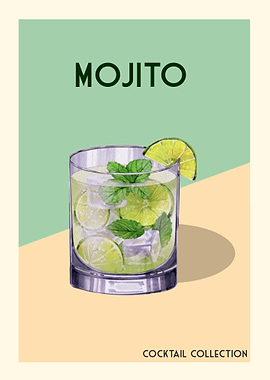 vintage Mojito Cocktail Illustration