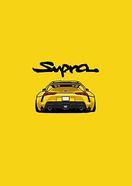 Yellow Supra simple car artwork