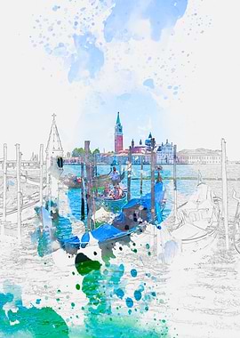 Venice Gondola Watercolor