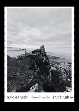 San Marino Fortress Simplistic Poster