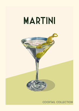 Vintage Martini Cocktail Illustration
