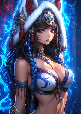 Anime Girl with Wolf Hood Gaming