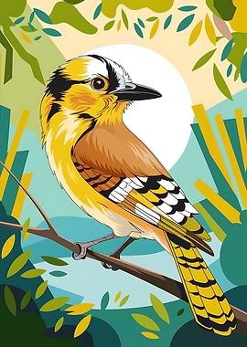 Vibrant Plumage The Sunflower Yellow Bird Jay