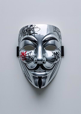 V for Vendetta Graffiti Mask - Silver