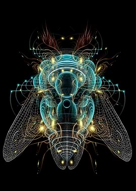 Abstract Insect with Glowing Wings