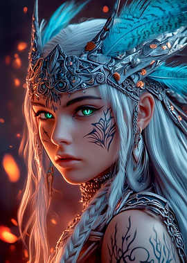 Warrior Woman with Silver Crown