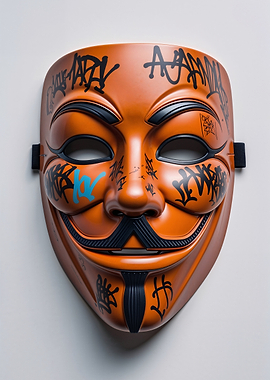 V for Vendetta Graffiti Mask - Orange