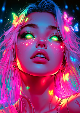 Neon Butterfly Girl